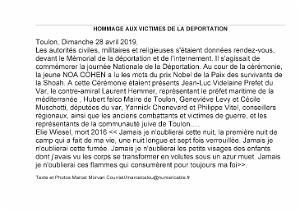 2019 04 28 TOULON HOMMAGE AUX VICTIMES DE LA DEPORTATION